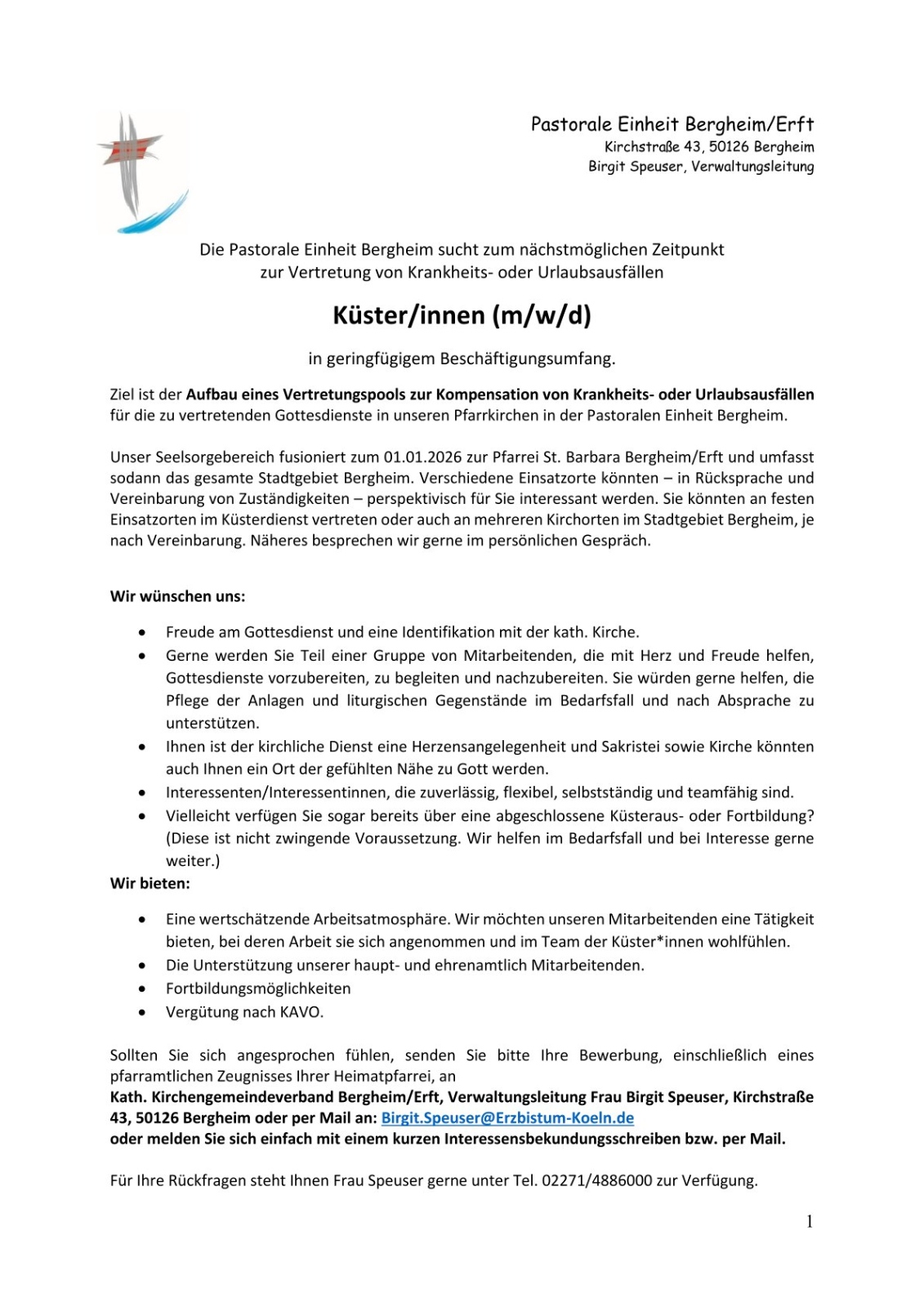 2025_10_07 - Sellenausschreibung Küsterdienst_Vertretungspool