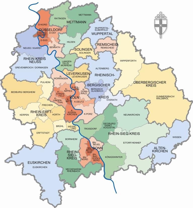 Übersichtskarte des Erzbistum Köln