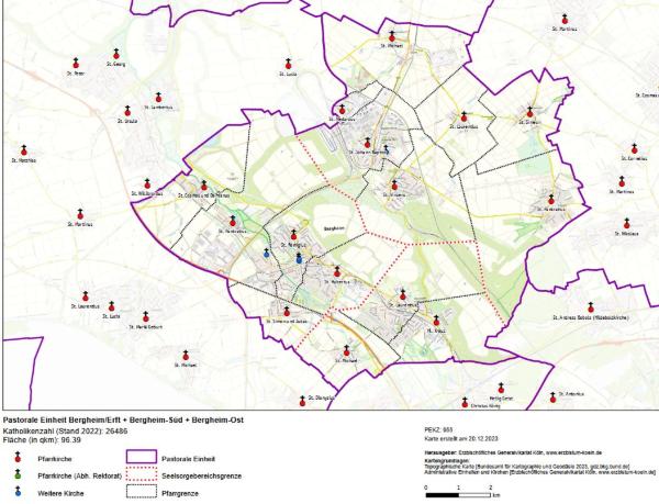Karte der pastoralen Einheit Stadt Bergheim